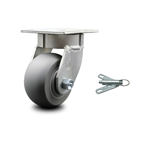 Service Caster 4 Inch Kingpinless Thermoplastic Rubber Wheel Swivel Caster with Swivel Lock SCC SCC-KP30S420-TPRRD-BSL